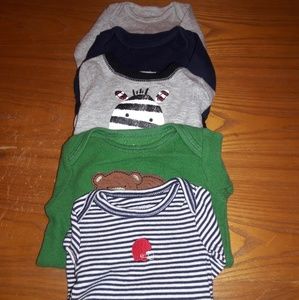 Bundle of 5 long sleeve onesies. Baby boy